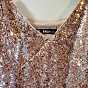 Rose gold sequined maxi dress